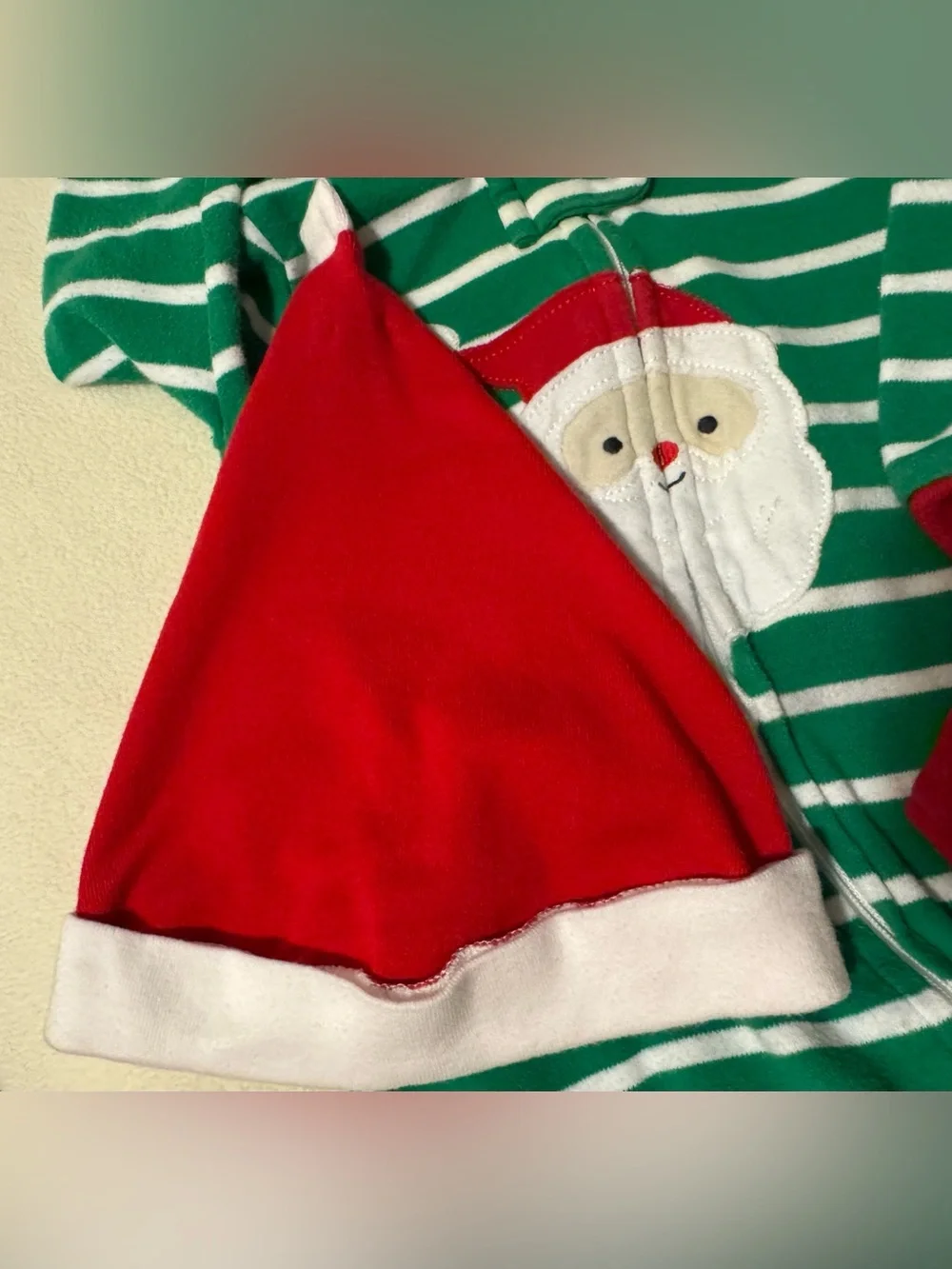 Green White Red Carter’s Christmas Santa Stripe Sleep N Play Bundle sz 6m